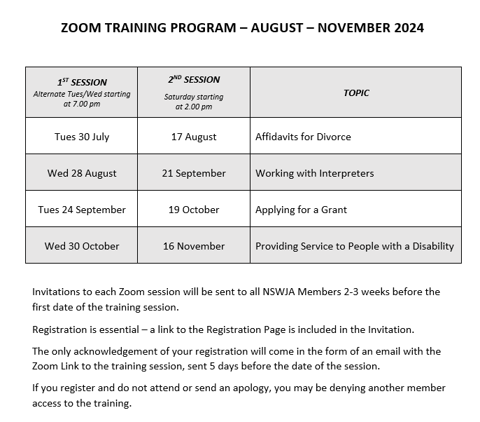 Training dates